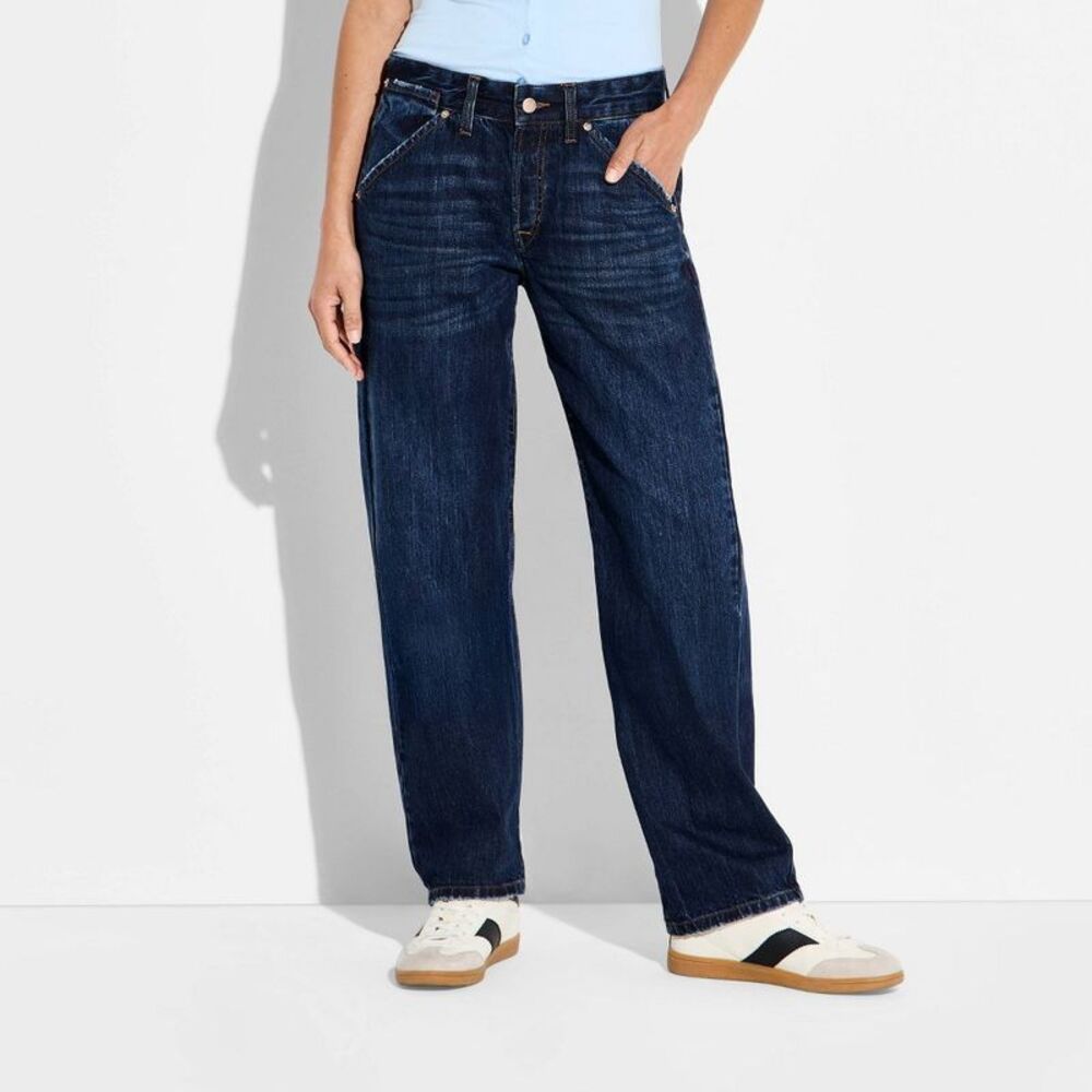 Women's Low-Rise Twisted Seam Jeans - Wild Fable Dark Wash 8